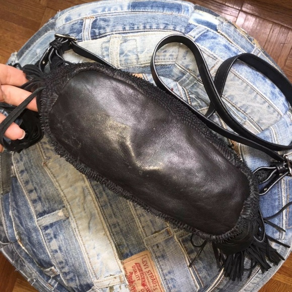 Ash black genuine leather bag with fringe new! - Picture 2 of 8